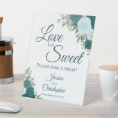 ラブイズスイートテイクアトリートティール(緑がかった色)ターコイズフローラ 台座サイン (インサイチュ)