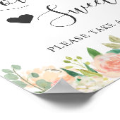 ラブイズスイートデザートバーコーラルピーチ赤面フローラ ポスター (角)