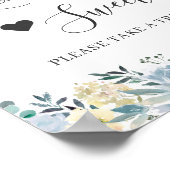 ラブイズスイートデザートバーバニラシックブルーフローラ ポスター (角)