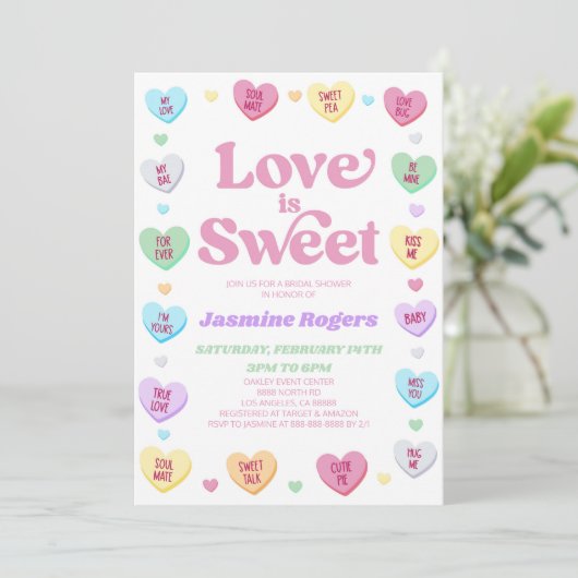 ラブイズスイートバレンタインズデイキャンディブライダルシャワー 招待状 (スタンド正面)