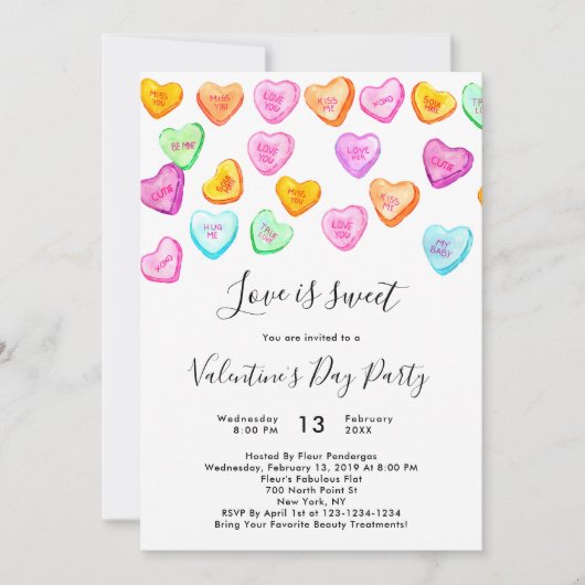 ラブイズスイートバレンタインデーパーティの招待状 招待状 (正面)