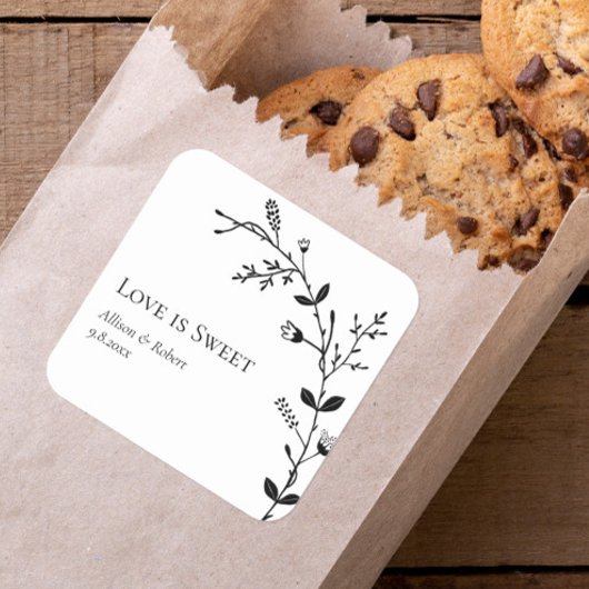 ラブイズスイートミアンダつる植物結婚式の引き出物 スクエアシール