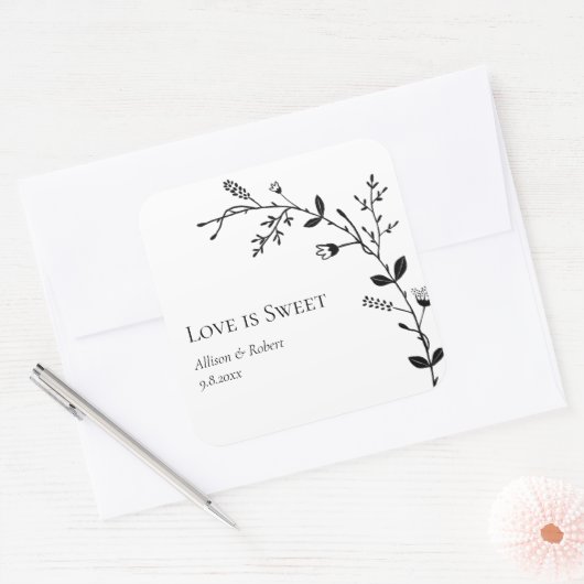 ラブイズスイートミアンダつる植物結婚式の引き出物 スクエアシール (封筒)