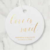 ラブイズスウィートシンプルエレガントな結婚式金ゴールド フェイバータグ (正面)