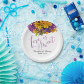 ラブイズスウィートフローラブーケ | 黄色がかった紫色 ペーパープレート (パーティー)