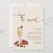 ラブイズスウィートブライダルシャワー金ゴールドシャンパングラス 招待状 (正面)