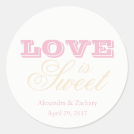 ラブイズスウィート結婚式の引き出物ステッカー赤面シャンパン ラウンドシール