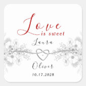 ラブイズスウィート結婚式の引き出物 スクエアシール (正面)