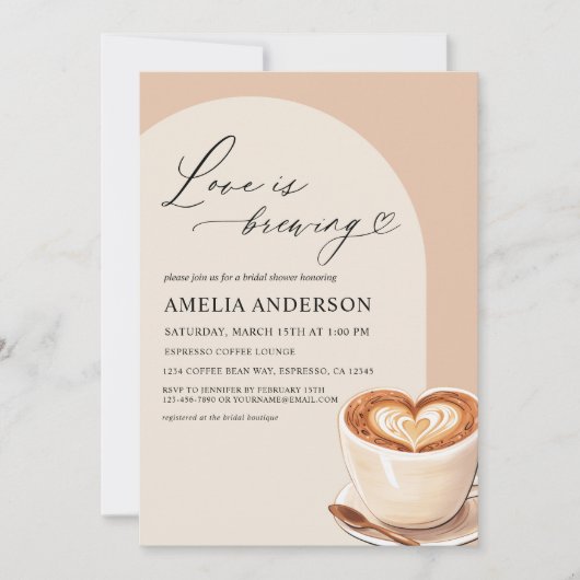 ラブイズブルーイングアーチコーヒーカフェブライダルシャワー 招待状 (正面)