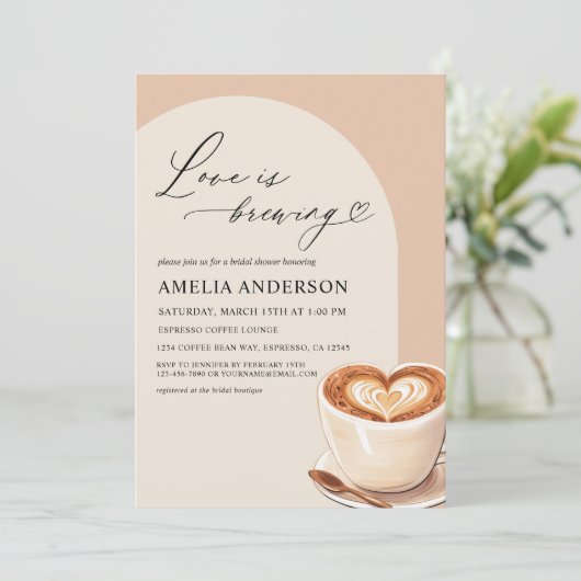 ラブイズブルーイングアーチコーヒーカフェブライダルシャワー 招待状 (スタンド正面)