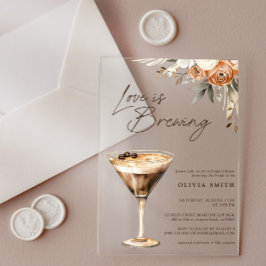 ラブイズブルーイングエスプレッソマルティーニブライダルシャワー アクリル招待状