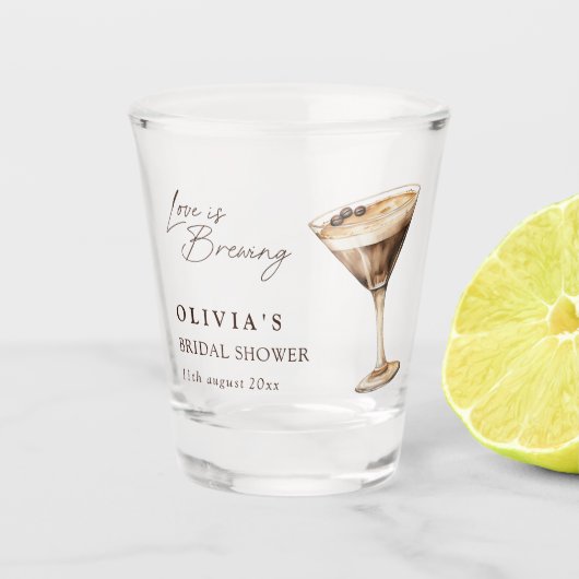 ラブイズブルーイングエスプレッソマルティーニブライダルシャワー ショットグラス (正面)