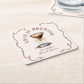 ラブイズブルーイングエスプレッソマルティーニブライダルシャワー スクエアペーパーコースター (アングル)