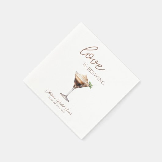 ラブイズブルーイングエスプレッソマルティーニブライダルシャワー スタンダードカクテルナプキン (角)