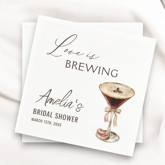 ラブイズブルーイングエスプレッソマルティーニブライダルシャワー スタンダードカクテルナプキン