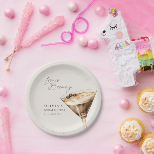 ラブイズブルーイングエスプレッソマルティーニブライダルシャワー ペーパープレート (パーティー)