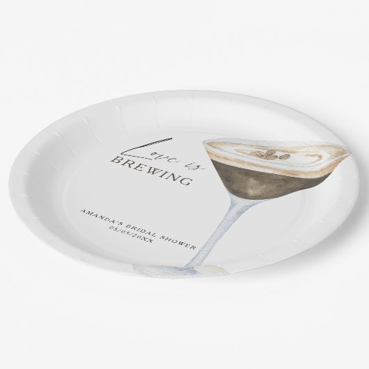 ラブイズブルーイングエスプレッソマルティーニブライダルシャワー ペーパープレート (アングル)