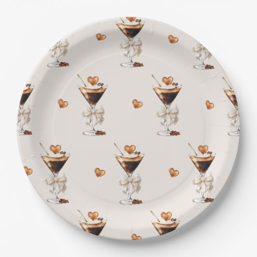 ラブイズブルーイングエスプレッソマルティーニブライダルシャワー ペーパープレート (正面)