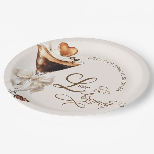 ラブイズブルーイングエスプレッソマルティーニブライダルシャワー ペーパープレート (アングル)