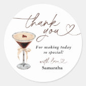 ラブイズブルーイングエスプレッソマルティーニブライダルシャワー ラウンドシール (正面)