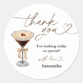 ラブイズブルーイングエスプレッソマルティーニブライダルシャワー ラウンドシール (正面)