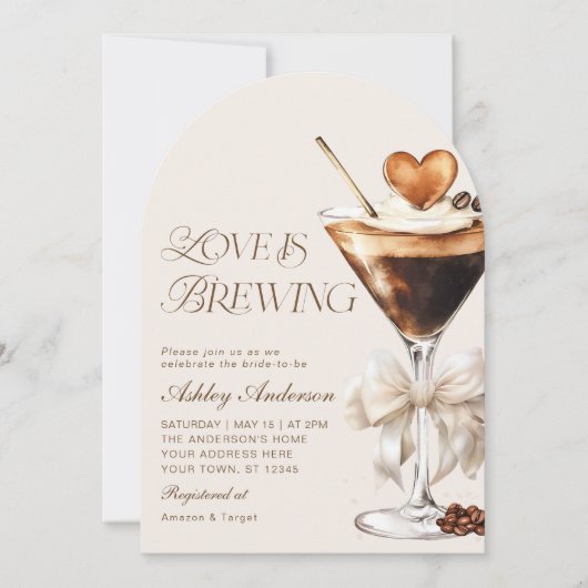 ラブイズブルーイングエスプレッソマルティーニブライダルシャワー 招待状 (正面)