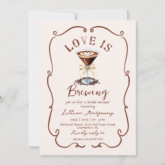 ラブイズブルーイングエスプレッソマルティーニブライダルシャワー 招待状 (正面)