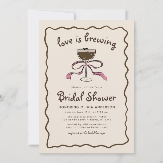 ラブイズブルーイングエスプレッソマルティーニブライダルシャワー 招待状 (正面)