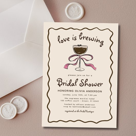 ラブイズブルーイングエスプレッソマルティーニブライダルシャワー 招待状