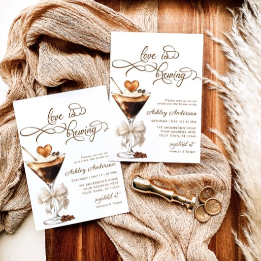 ラブイズブルーイングエスプレッソマルティーニブライダルシャワー 招待状