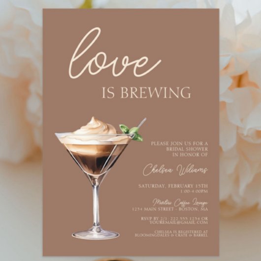 ラブイズブルーイングエスプレッソマルティーニブライダルシャワー 招待状