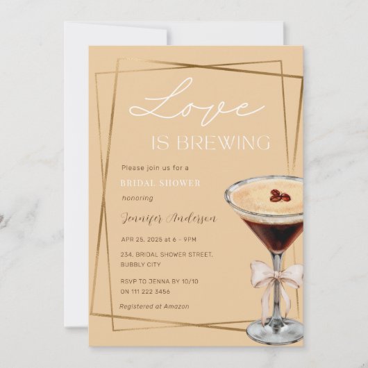 ラブイズブルーイングエスプレッソマルティーニブライダルシャワー 招待状 (正面)