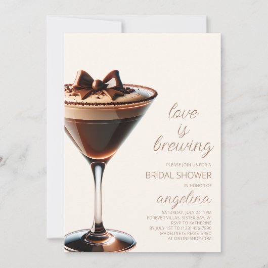 ラブイズブルーイングエスプレッソマルティーニブライダルシャワー 招待状 (正面)