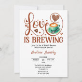 ラブイズブルーイングカプチーノハートブライダルシャワー 招待状 (正面)