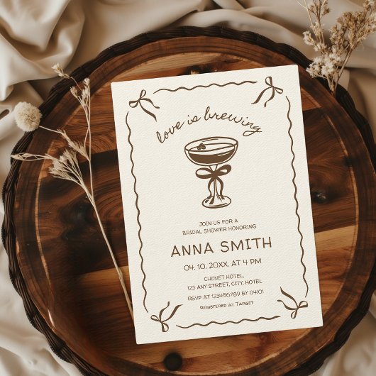 ラブイズブルーイングコーヒーエスプレッソブライダルシャワー 招待状