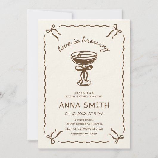 ラブイズブルーイングコーヒーエスプレッソブライダルシャワー 招待状 (正面)