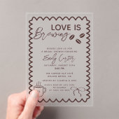ラブイズブルーイングコーヒーテーマブライダルシャワー アクリル招待状 (インサイチュ (ポータブル))