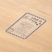 ラブイズブルーイングコーヒーテーマブライダルシャワー アクリル招待状 (レイダウン)