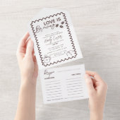 ラブイズブルーイングコーヒーテーマブライダルシャワー オールインワン招待状 (貼ってはがせる)