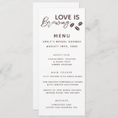 ラブイズブルーイングコーヒーテーマブライダルシャワー メニュー (正面/裏面)