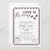 ラブイズブルーイングコーヒーテーマブライダルシャワー 招待状 (正面/裏面)