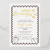 ラブイズブルーイングコーヒーテーマブライダルシャワー 箔招待状 (正面)
