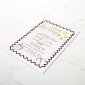 ラブイズブルーイングコーヒーテーマブライダルシャワー 箔招待状 (回転した状態)