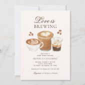 ラブイズブルーイングコーヒーテーマモダンブライダルシャワー 招待状 (正面)