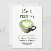 ラブイズブルーイングコーヒーテーマ抹茶ブライダルシャワー 招待状 (正面)