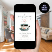 ラブイズブルーイングコーヒーハートブライダルシャワー 招待状