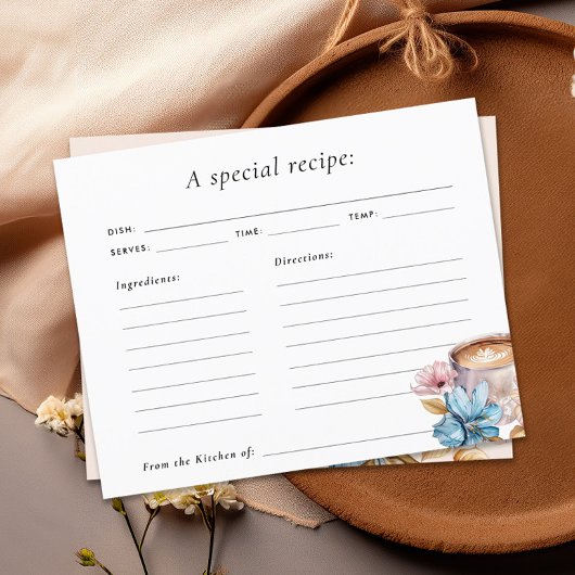 ラブイズブルーイングコーヒーブライダルシャワーレシピカード