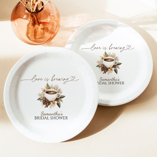 ラブイズブルーイングコーヒーブライダルシャワー ペーパープレート
