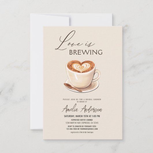 ラブイズブルーイングコーヒーブライダルシャワー 招待状 (正面)