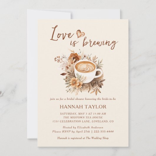 ラブイズブルーイングコーヒーブライダルシャワー 招待状 (正面)
